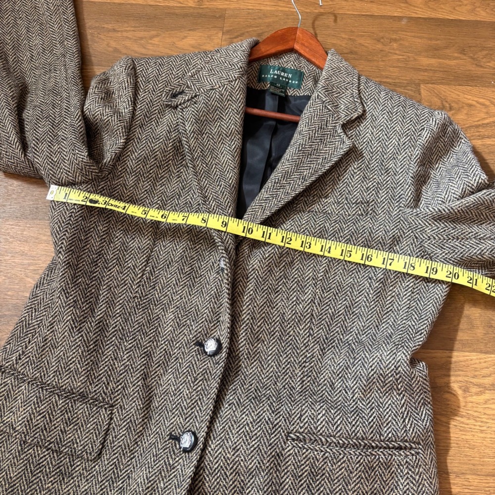 Vintage Polo Ralph Lauren Womens Equestrian Brown Herringbone Riding Blazer Coat - Picture 7 of 8